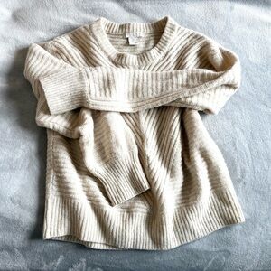 CHRISTIAN SIRIANO Cream Wool Knit Cozy Spring Layering Sweater Size S Fits M